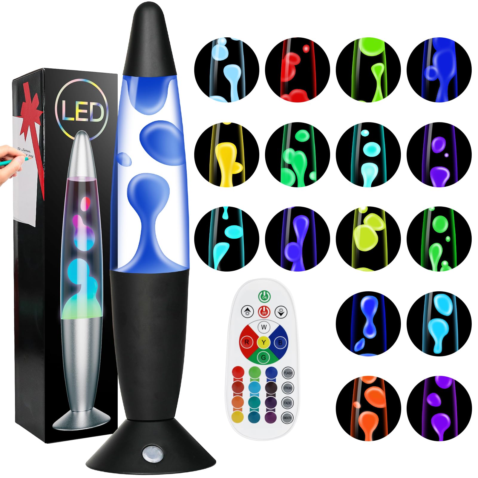 Lámparas Lave con 7 colores cambiantes, lámpara de magma de movimiento líquido de 13.5 pulgadas para niños y adultos, relajante sensorial, luz nocturna para sala de estar, dormitorio, oficina,