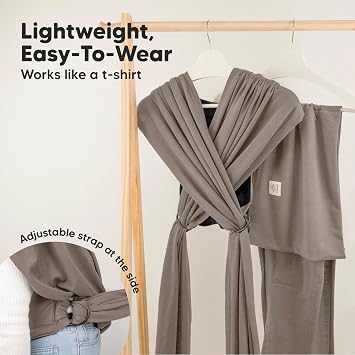 KeaBabies Baby Wrap Carrier Ring Sling - Easy to Wear, Adjustable D-Lite Baby Carrier Newborn to Toddler, Infant Carrying Shirt, Hands Free Bonding, Breathable Fabric Wearing Wrap (Copper Gray)