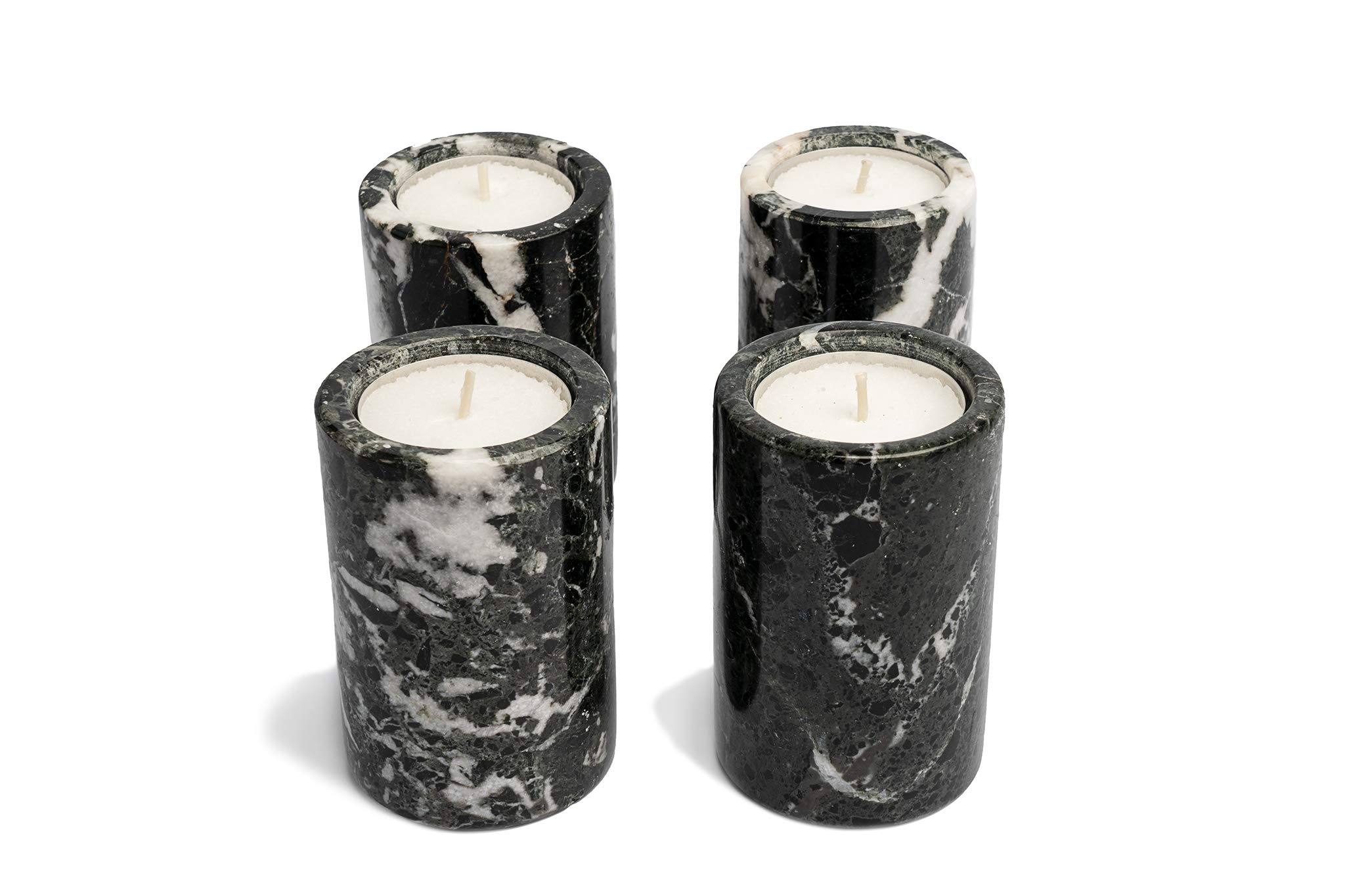 Black Marble Cylinder Tea Light Holders (Pack of 4)