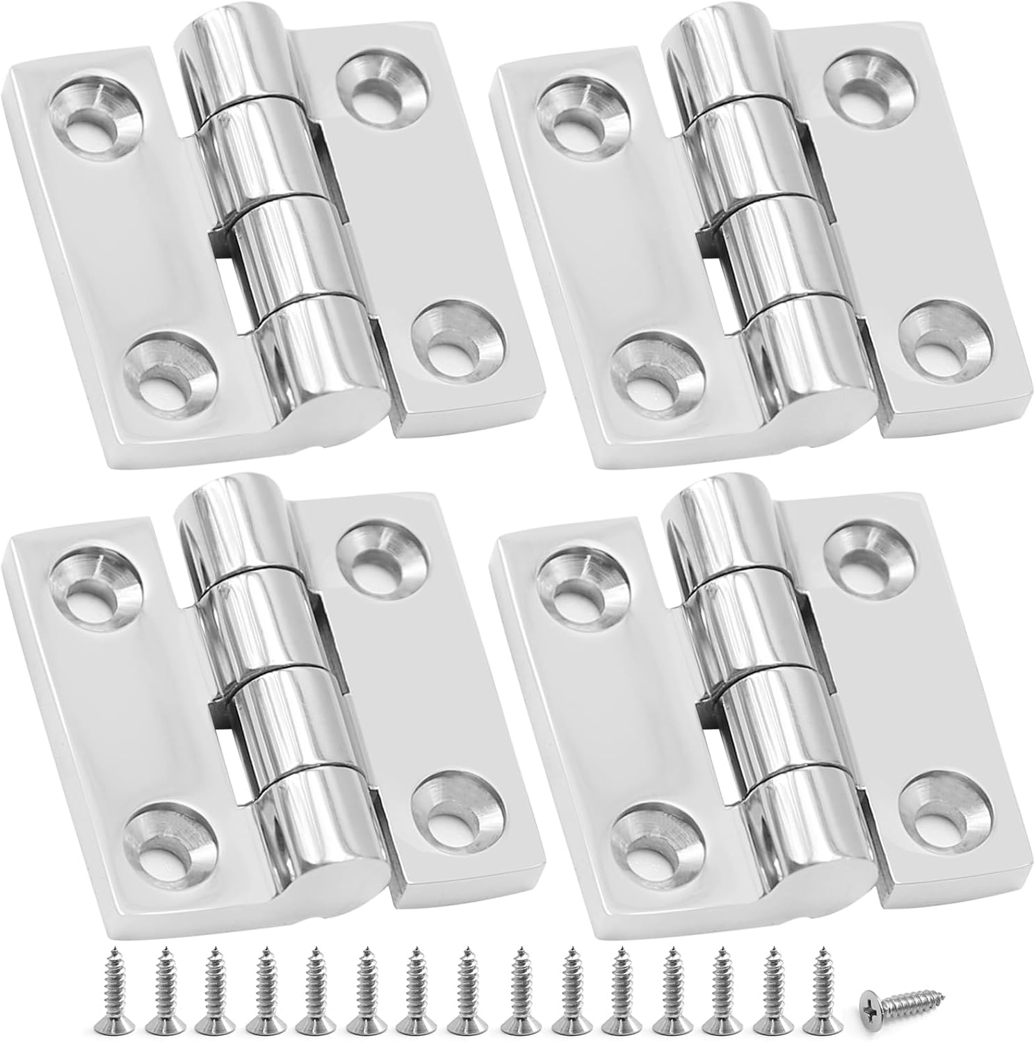 MDEOOSKY 316 Stainless Steel Hinges Marine Grade, 2x2 Inch Heavy Duty Hinges 4 Pack for Boat Hatches, Cabin Cabinets, Toolbox, Doors and Gates (4 mm Thick with Screws)
