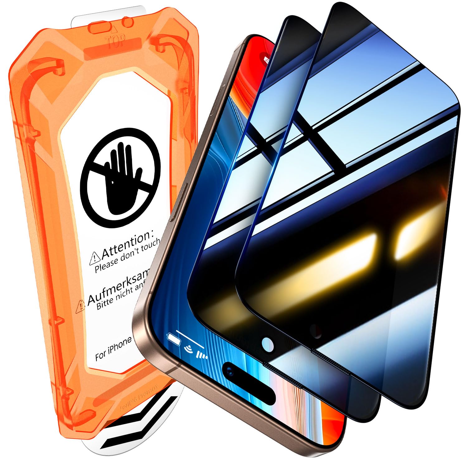 UniqueMe for iPhone 16 Pro Max Privacy Screen Protector, [Military Grade Shatterproof & 9H+ Hardness] Privacy Screen 16 Pro Max Tempered Glass Full Coverage Protection, 2 Packs