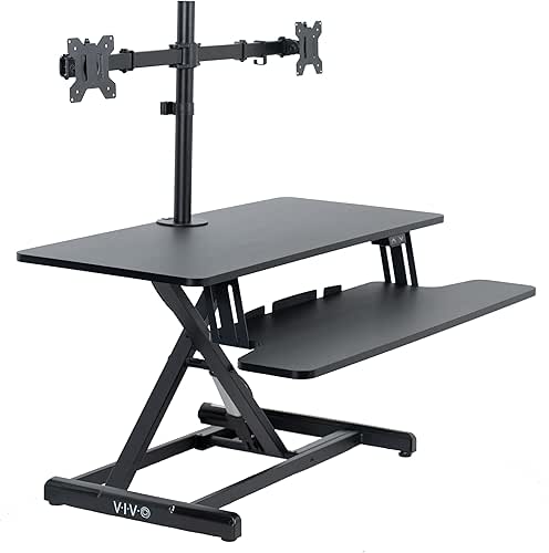 VIVO Electric Height Adjustable 36 inch Standing Desk Converter with