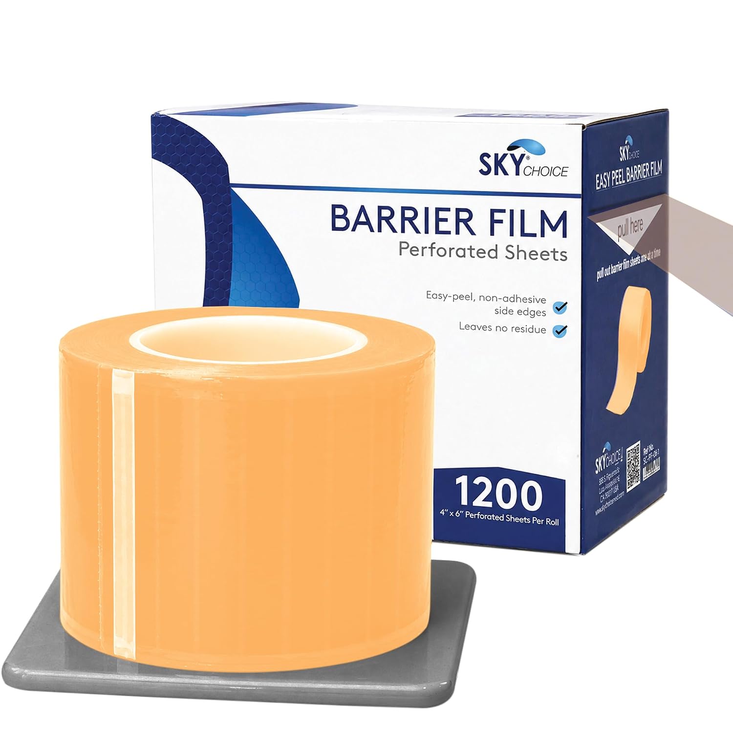 Dental Barrier Film Roll, 4" x 6", 1,200 Perforated Plastic Sheets, Disposable Surface Covers for Dental Light Handles, Control Panels & Countertops, Yellow