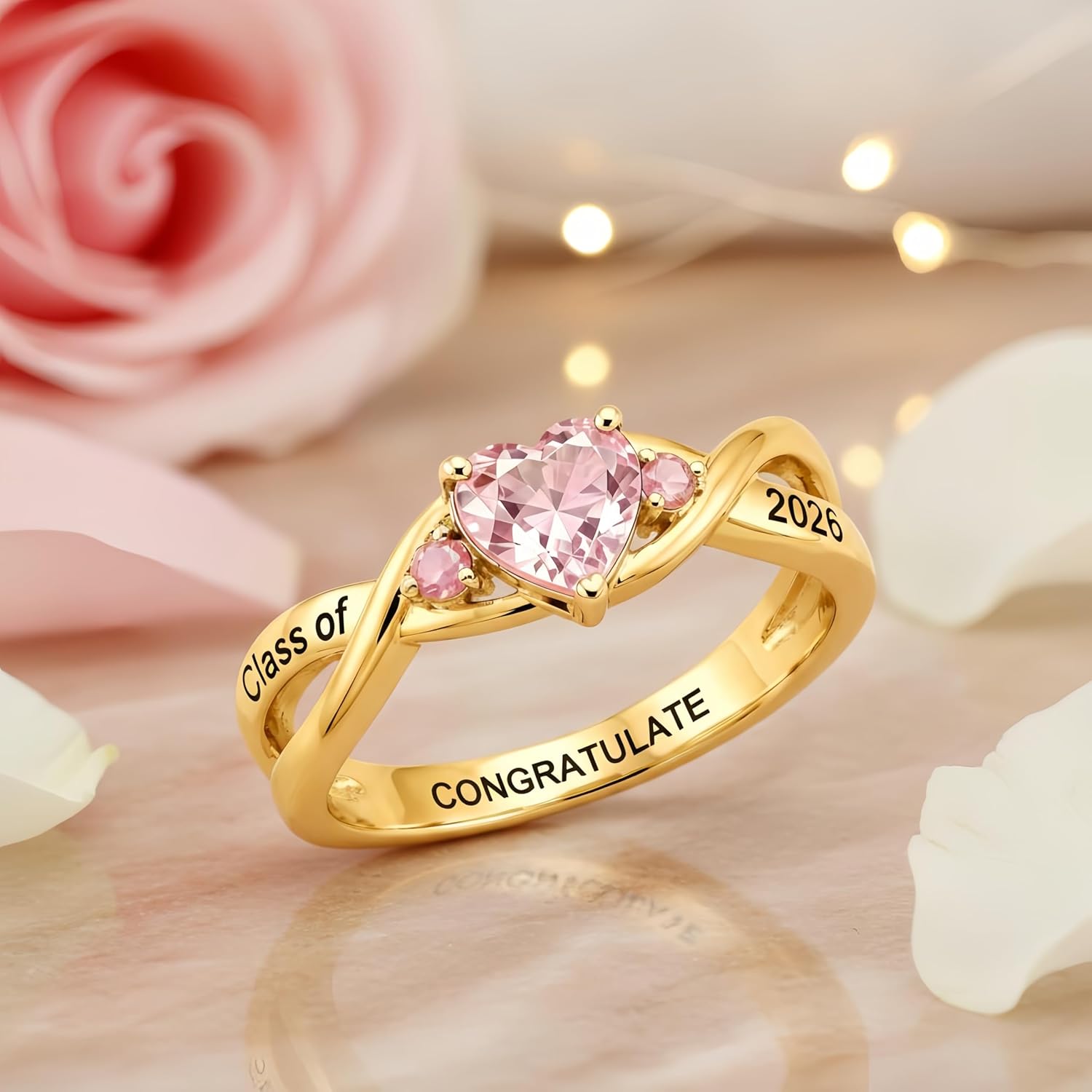 Class Ring for Women High School,925 Sterling Silver College Graduation Rings with Birthstones Class of 2026 Graduation Jewelry Gifts for Women