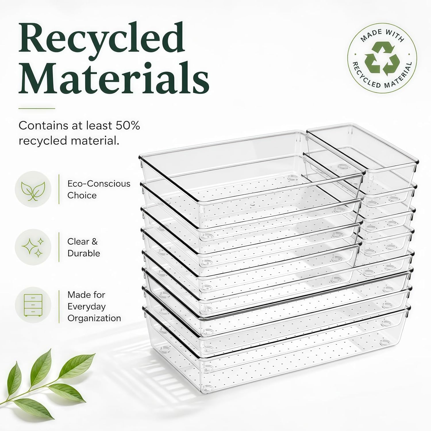 12 Pack Large Clear Drawer Organizer Trays, 3 Sizes, Non-Slip image 5