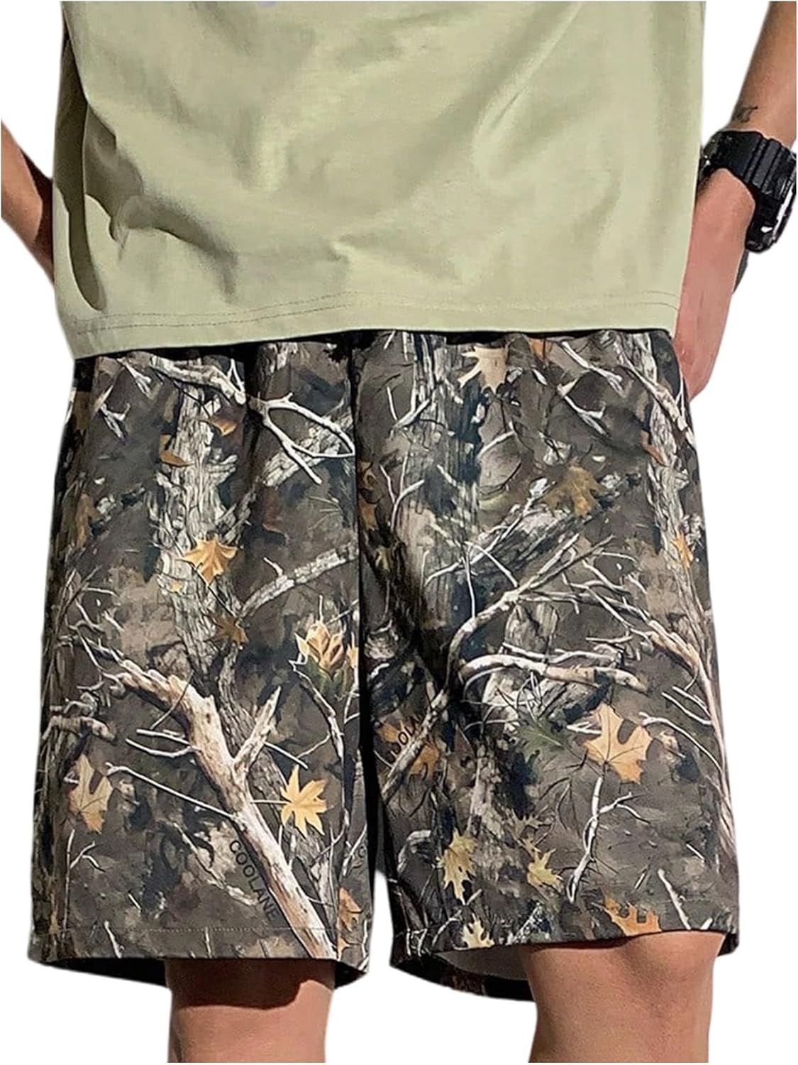 Boy’s Camo Wide Leg Track Shorts Elastic Waist Outdoor Summer Shorts with Pockets