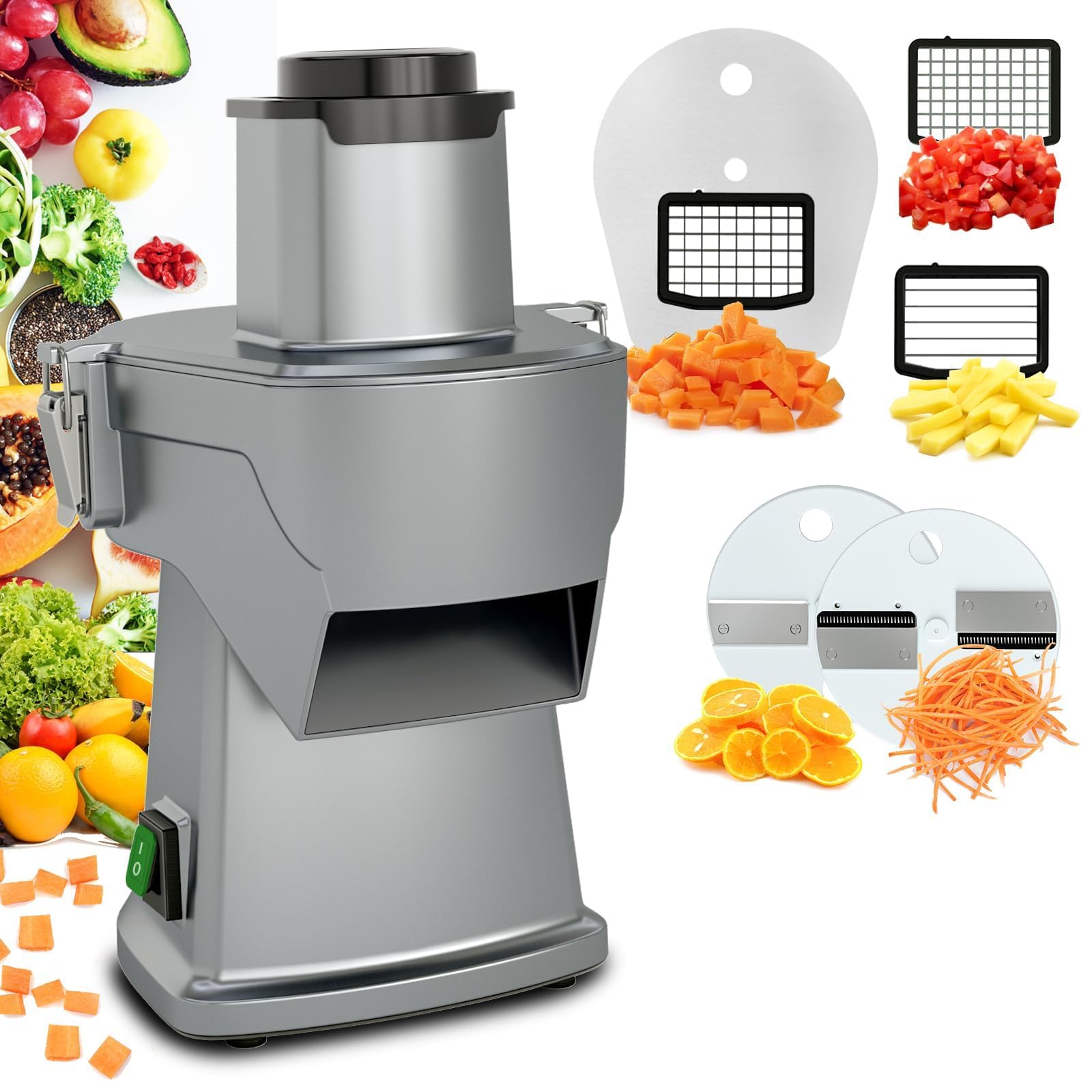 Tritatutto Elettrico, Robot da Cucina 4-in-1 con Taglio Regolabile