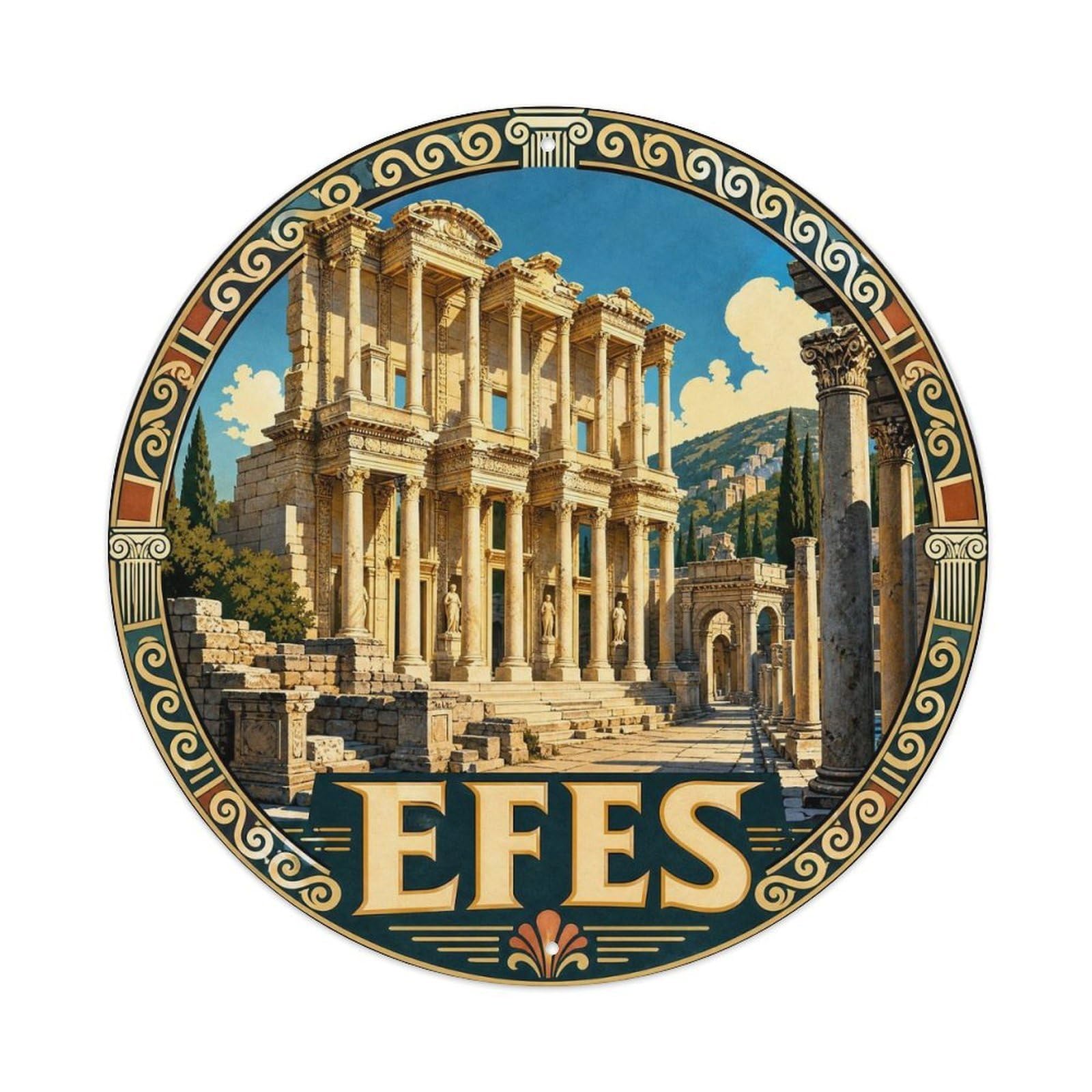 Ephesus Library Celsus Turkey Travel Color Block Metal Tin Sign