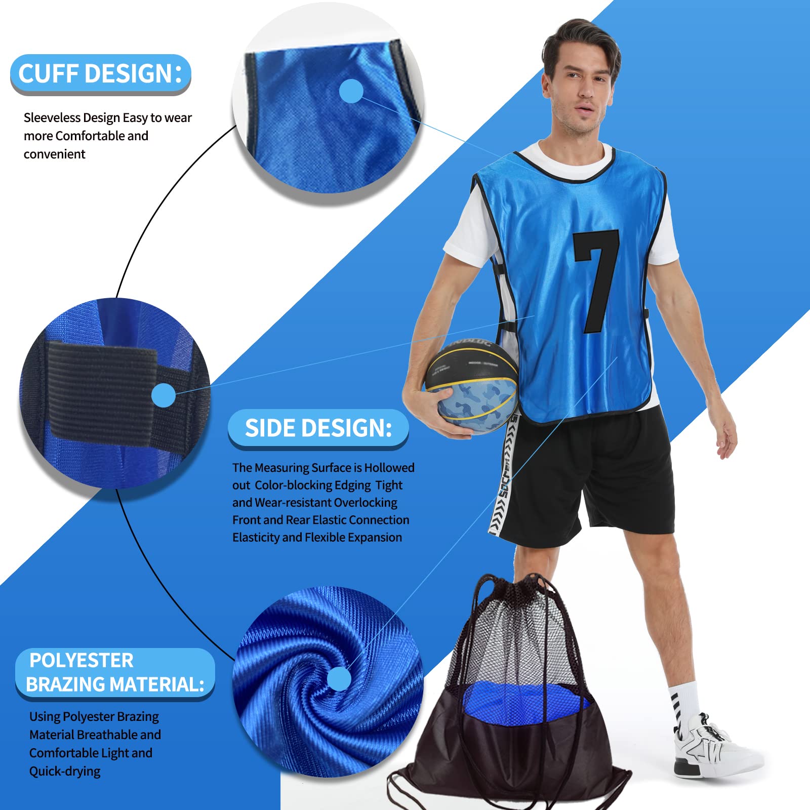 Scrimmage Trainingsweste (12er-Pack) Teamsport Pinnies Trikots für Erwachsene Jugendliche Fußball Lätzchen mit Zahlen Training Trikots