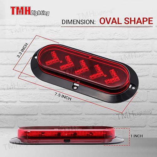 Miniatura 8 de TMH Paquete de 2 luces indicadoras traseras de señal de giro ovaladas de 6 pulgadas, 25 luces LED selladas, adecuadas para camión, remolque, camión,