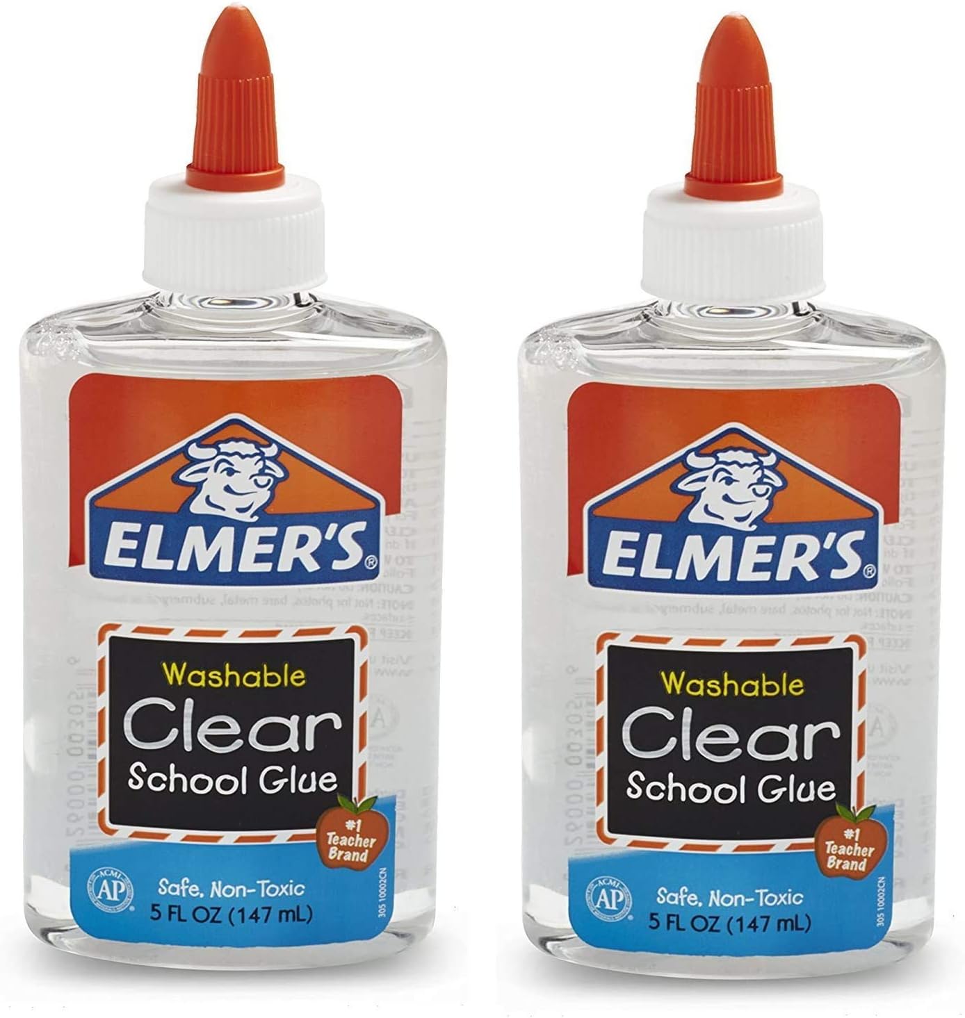 Elmer's Liquid School Glue, Clear, Washable, 5 Ounces, 2 Count