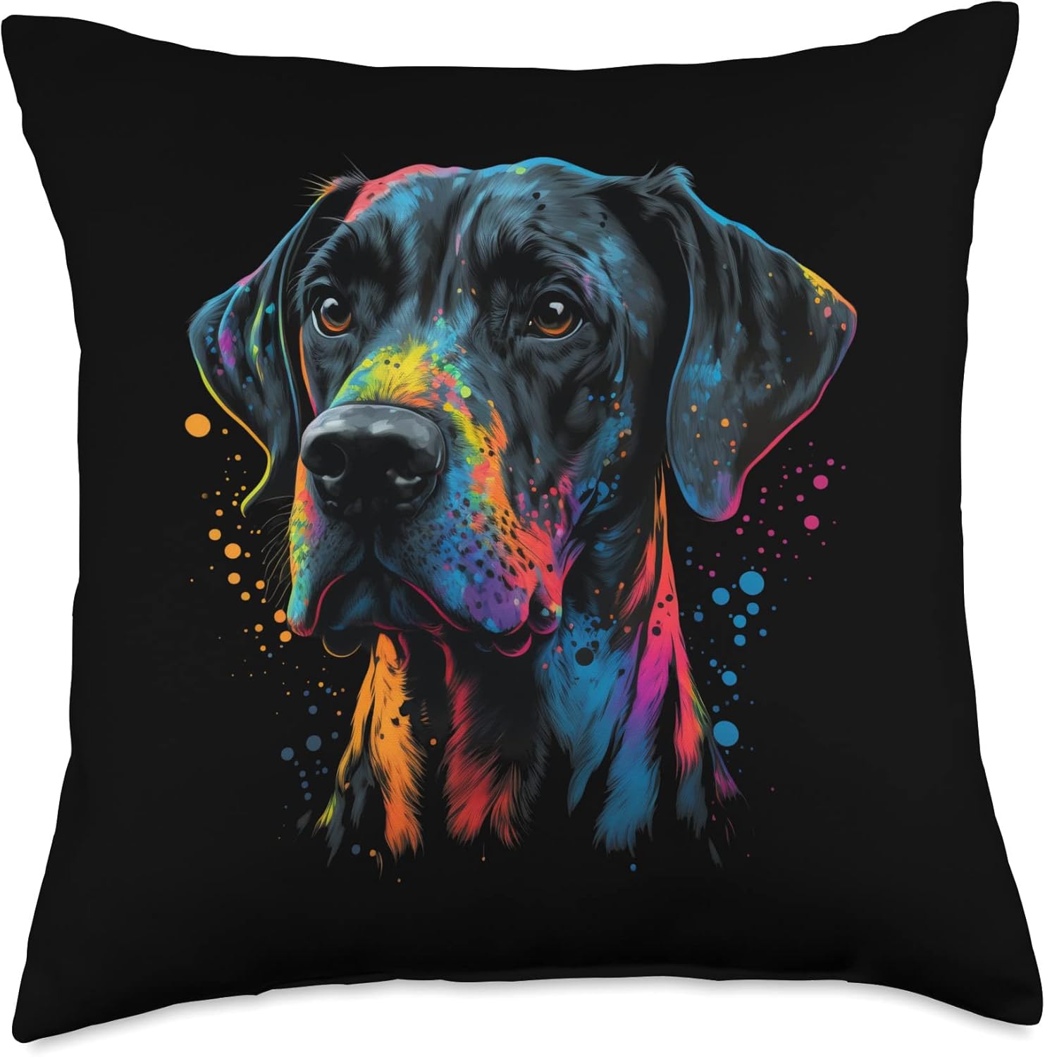 Great Dane lover apparel for Great Dane owner Cute Dog on Dane Lover Throw Pillow, 18x18, Multicolor