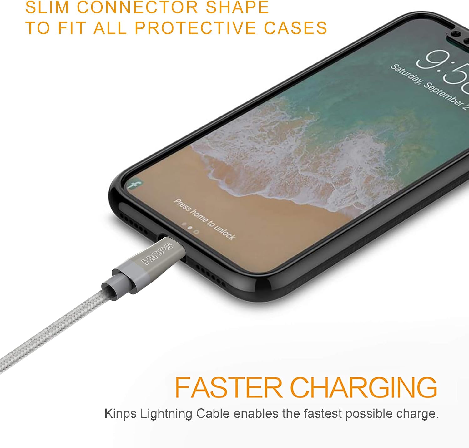 KINPS Apple MFi Certified 10FT/3M Lightning to USB Cable Nylon Braided iPhone Charger Cord Super Long for iPhone Xs/XS Max/XR/X/8/8 Plus/7/7 Plus/6S/6S Plus/6/6 Plus/SE, iPad (Silver)