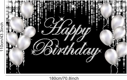 Miniatura 2 de Cartel de feliz cumpleaños plateado con texto en inglés "It's My Birthday", telón de fondo para baby shower, fiesta interior y exterior, suministros