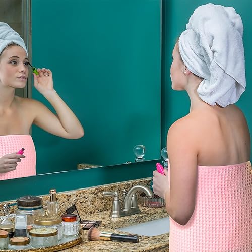 Miniatura 5 de Buryeah Juego de 12 toallas de baño de algodón de tejido gofre de 28 x 55 pulgadas, toallas de baño suaves y coloridas, toallas de baño de gran