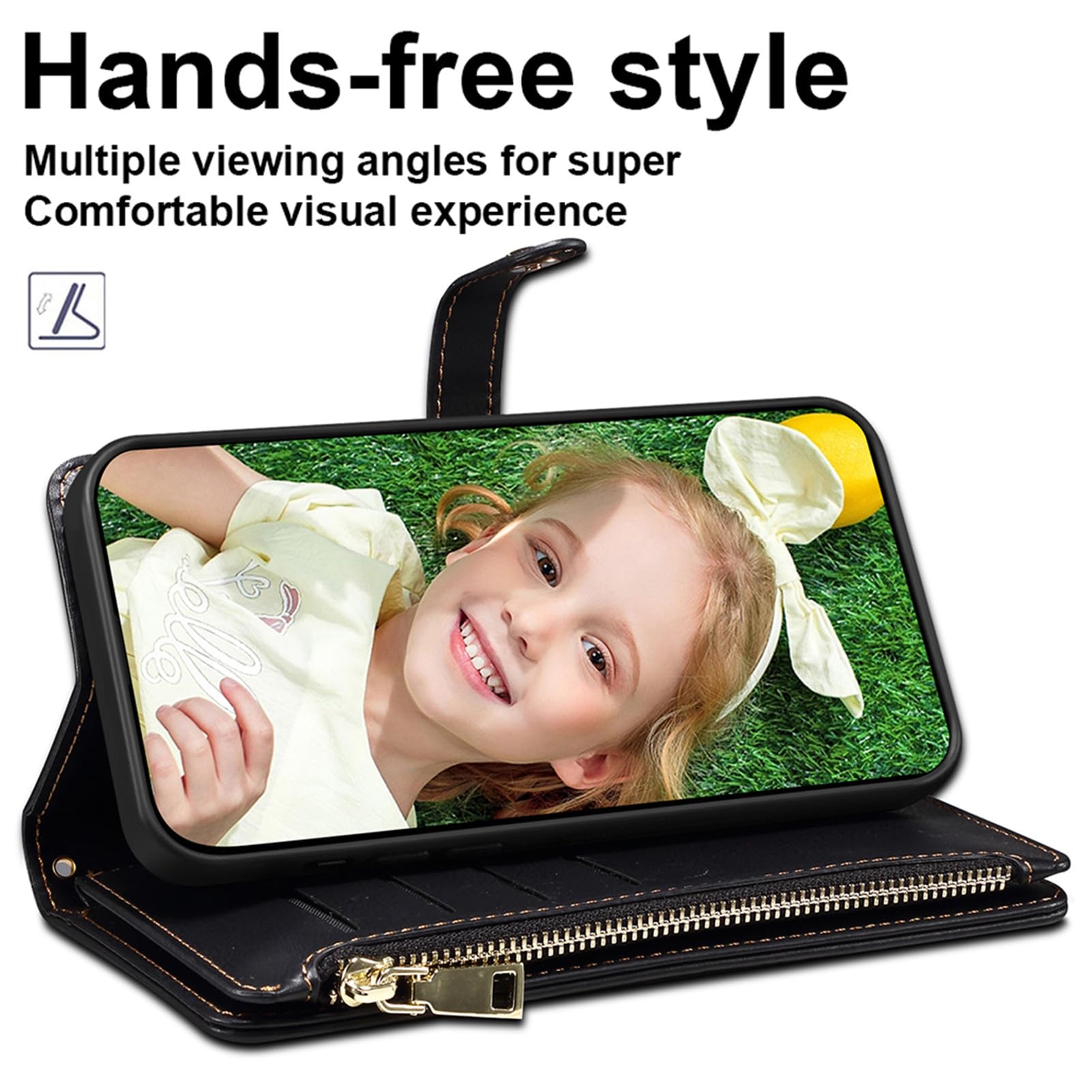 BRAND SET Flip Cover per Huawei Nova Y90, Custodia Pelle PU Magnetica Libro [Funzione Stand] [Slot Cart] Antiurto Custodia Portafoglio Per Huawei Nova Y90-Cielo Blu