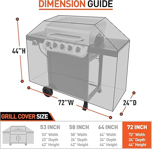 Miniatura 3 de Arcedo - Funda para parrilla de 72 pulgadas, cubierta impermeable grande para parrilla de gas BBQ compatible con Weber, duradera y resistente a