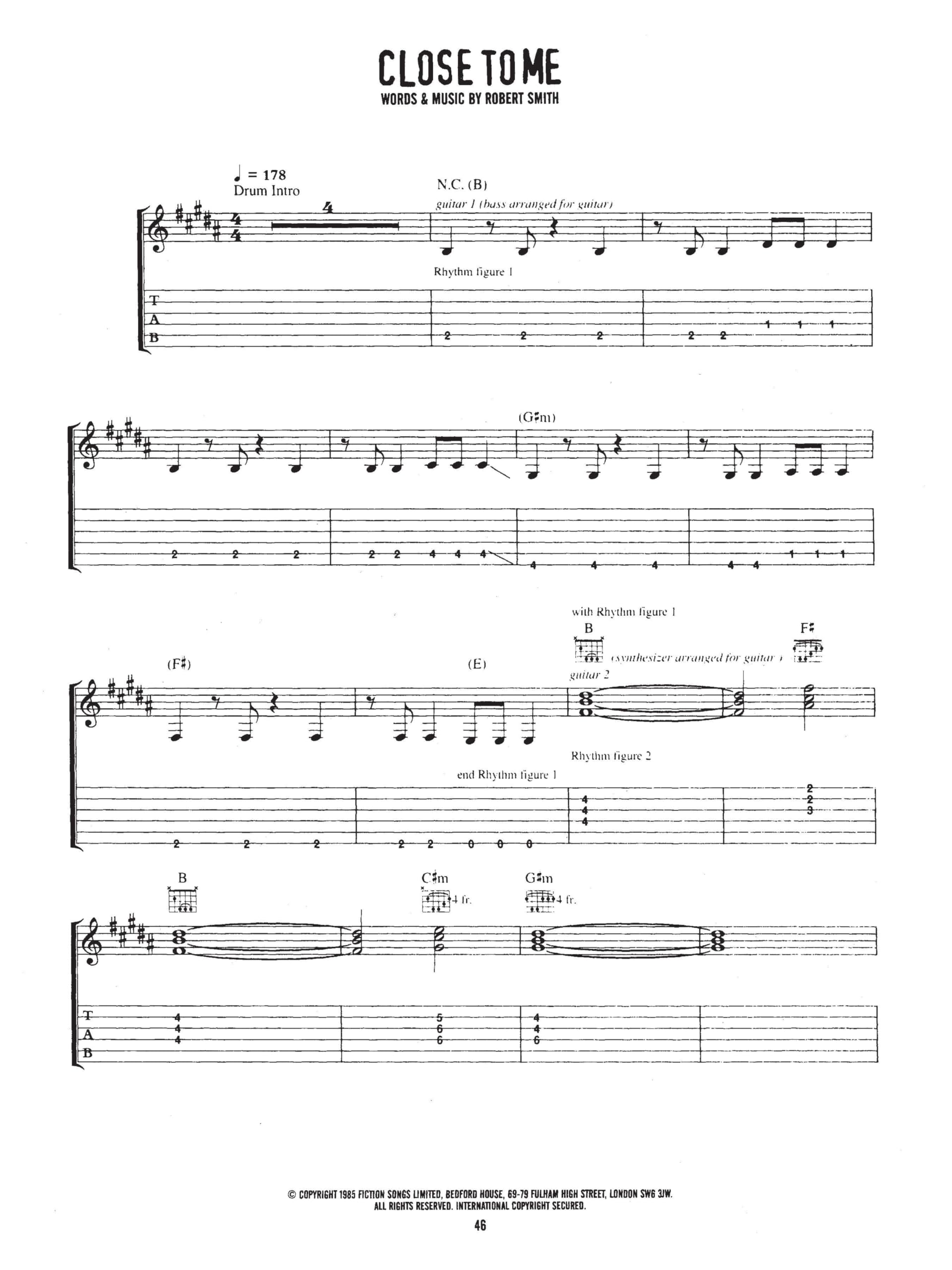 The cure - greatest hits - guitar recorded version: Guitar Tab