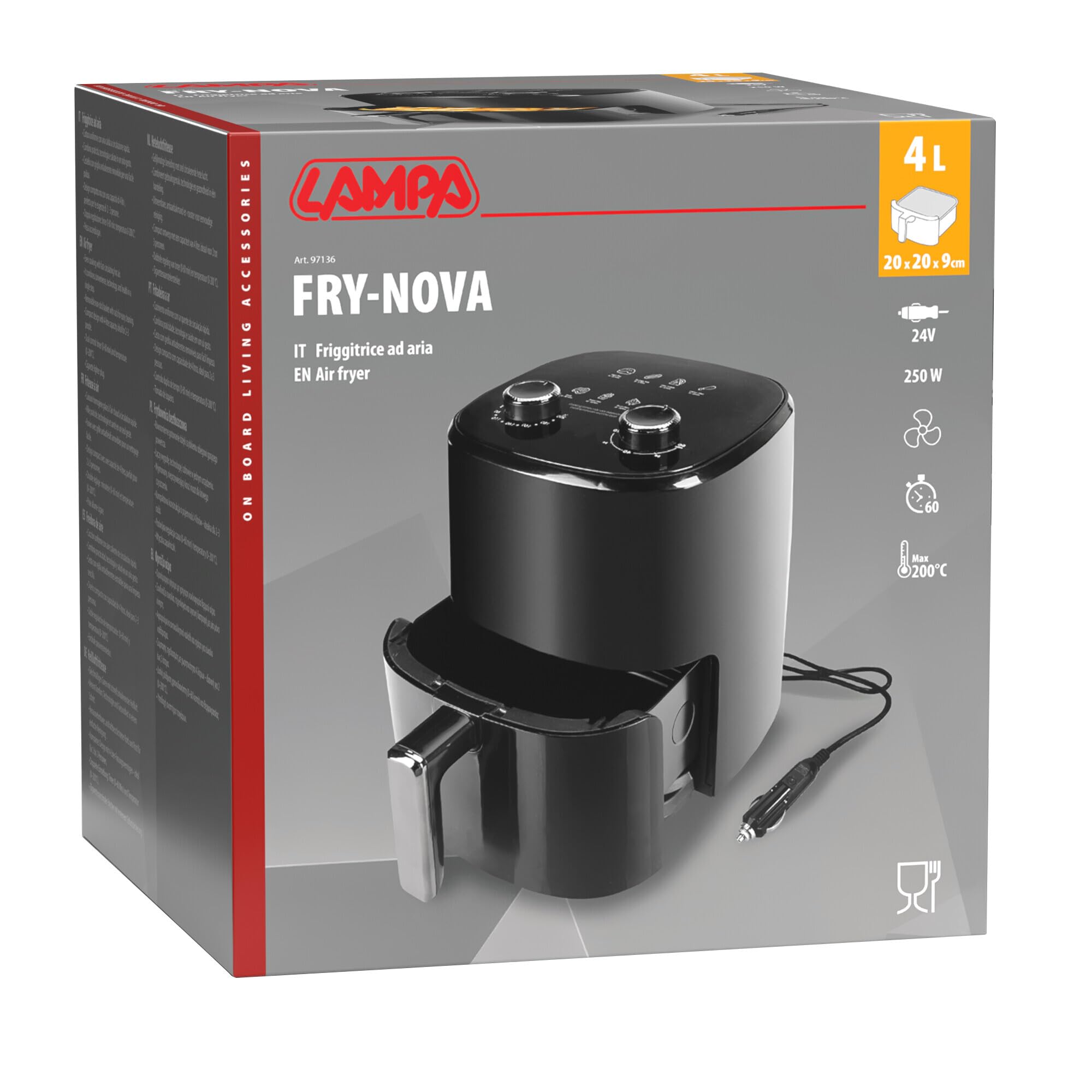 Lampa 97136 Fry-Nova, friggitrice ad aria - 4 L - 24V - 250W - 10A