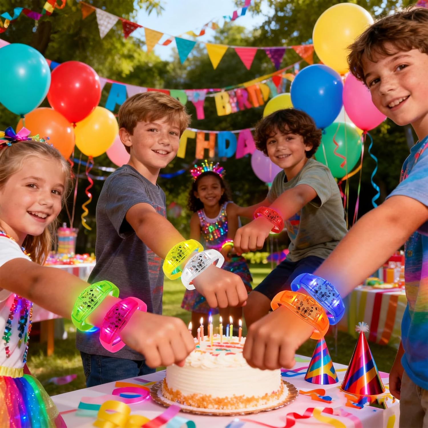 32 PCS Sound Activated LED Glow Bracelets Light Up bracelets for Kids Glow in The Dark Party Bracelets Favors Supplies for Concerts, Rave Accessories, Christmas, Music Festival - Image 5