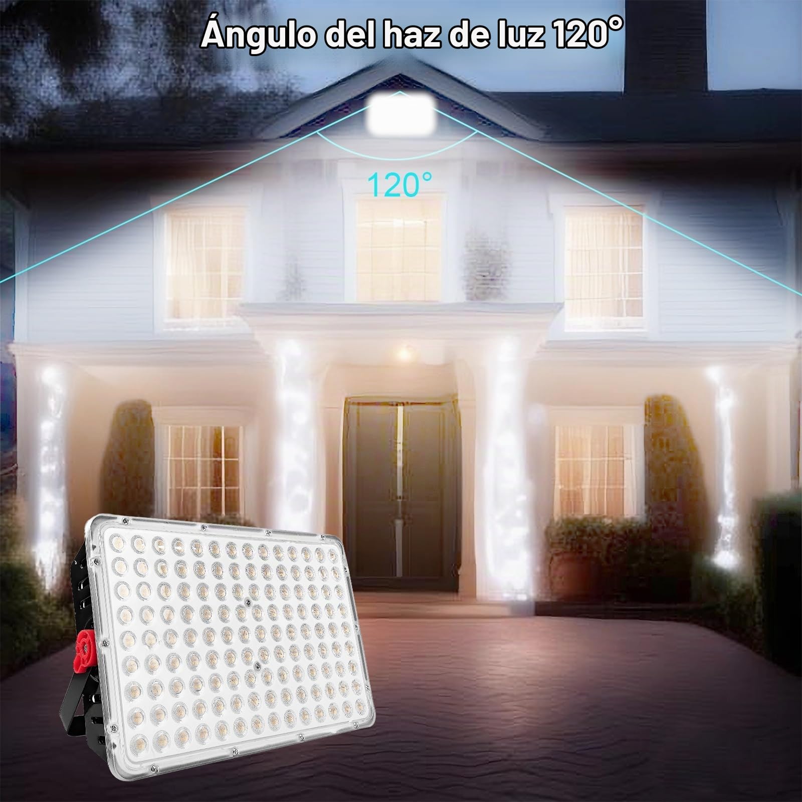 CREATESTAR Focos LED Exterior 400W, IP66 Impermeable Proyector LED Exterior, foco exterior de 40000LM Floodlight, foco blanco frío de 6500K, luz de inundación para almacén, jardín, garaje, patio