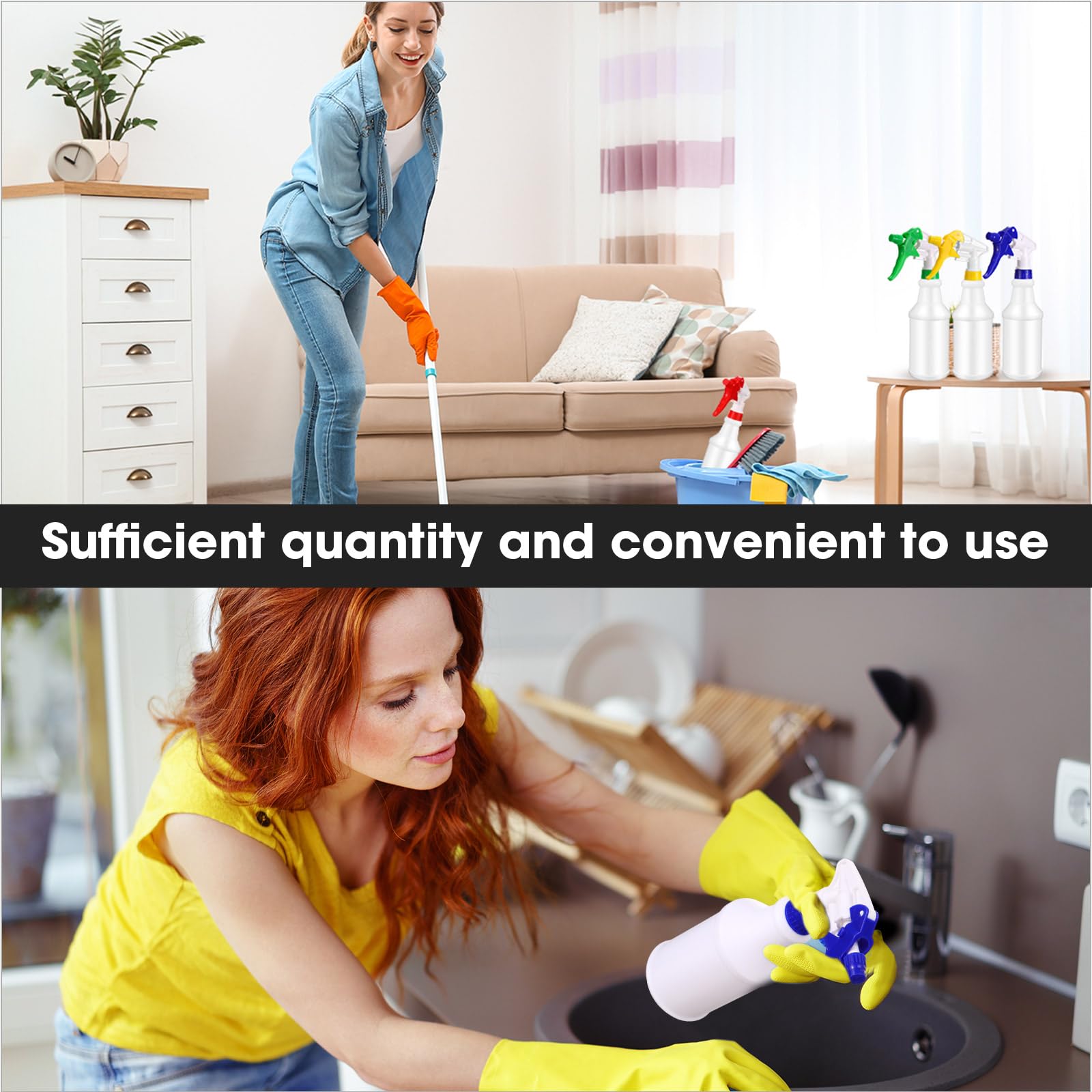 Rtteri 24 botellas de plástico de 16 onzas, botellas vacías a prueba de fugas, vacías y reutilizables para soluciones de limpieza, agua, detalles de automóviles o baño, cocina, residencial comercial