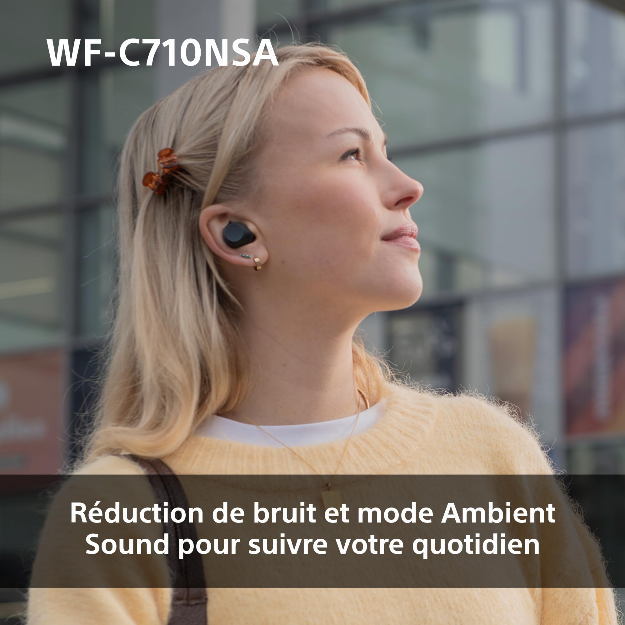 Sony WF-C710NSA - Écouteurs sans Fil à réduction de Bruit, écouteurs légers, Commandes tactiles, Connexion multipoint, IPX4, jusqu'à 40 HR de Pile, Charge Rapide, iOS et Android - Noir