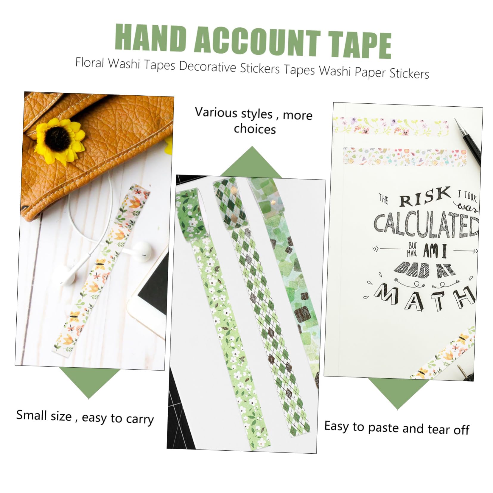 STOBOK 36 Nastro Decorativo Washi Tape Per Scrapbooking e Album Fotografici Facile Da Strappare Riutilizzabile Design Floreale Unico