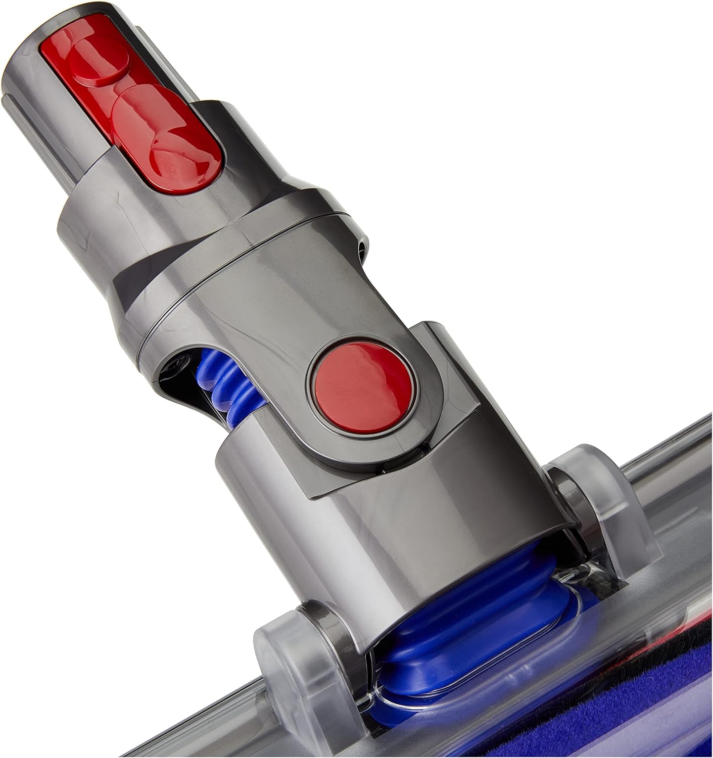 Dyson Soft Roller Cleaner Head connection point, showing the red release button