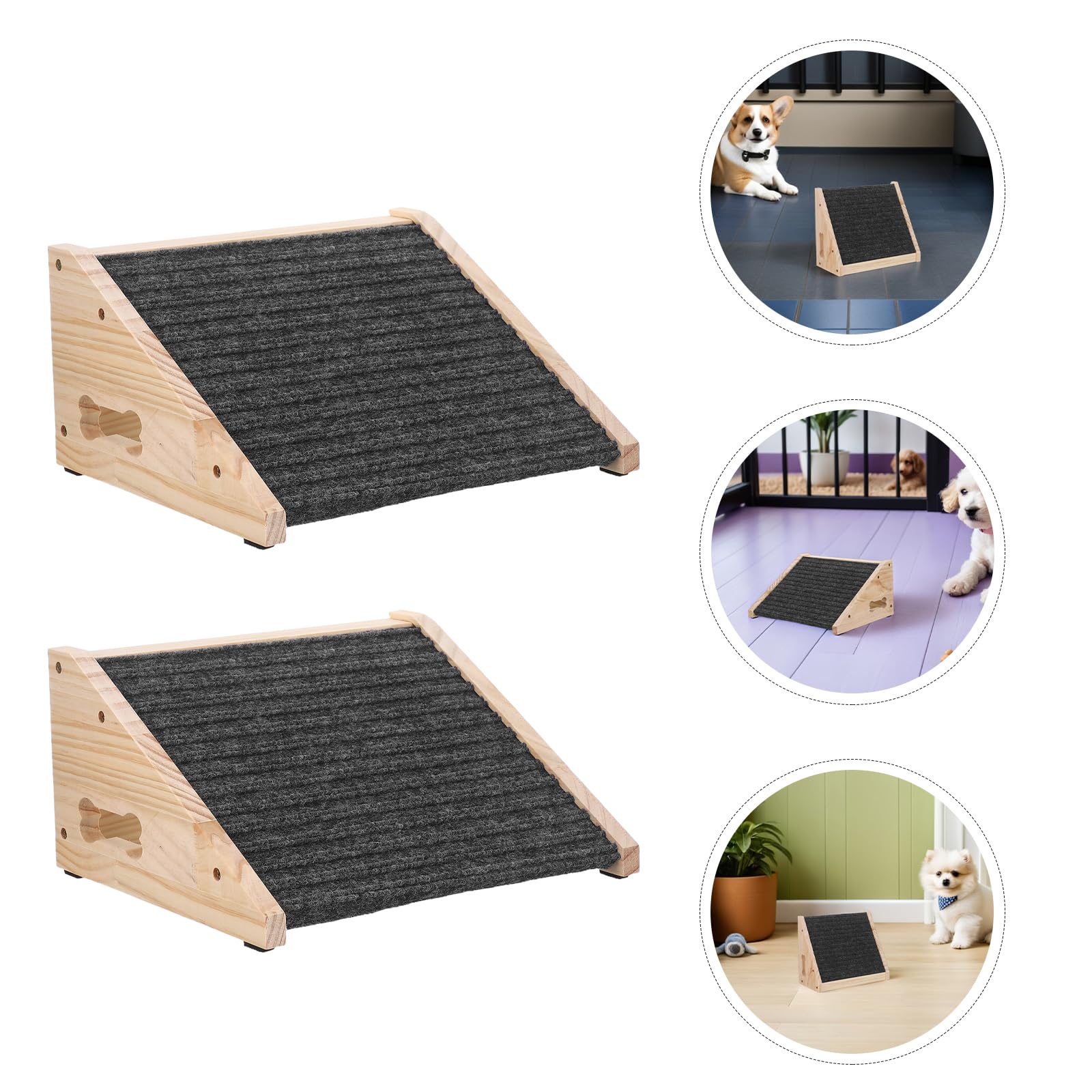 Holz Hunderampe Sanfte Steigung mit Rutschfester Oberfläche 2 Stück Schwarze Haustierrampe für Hunde und Welpen für Innenbereich und Reisen