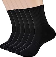 Ndoobiy 6 Pairs Men's Cotton Crew Socks - Soft, Breathable, Sweat-Absorbing for Sizes 9-13 All-Day Comfort