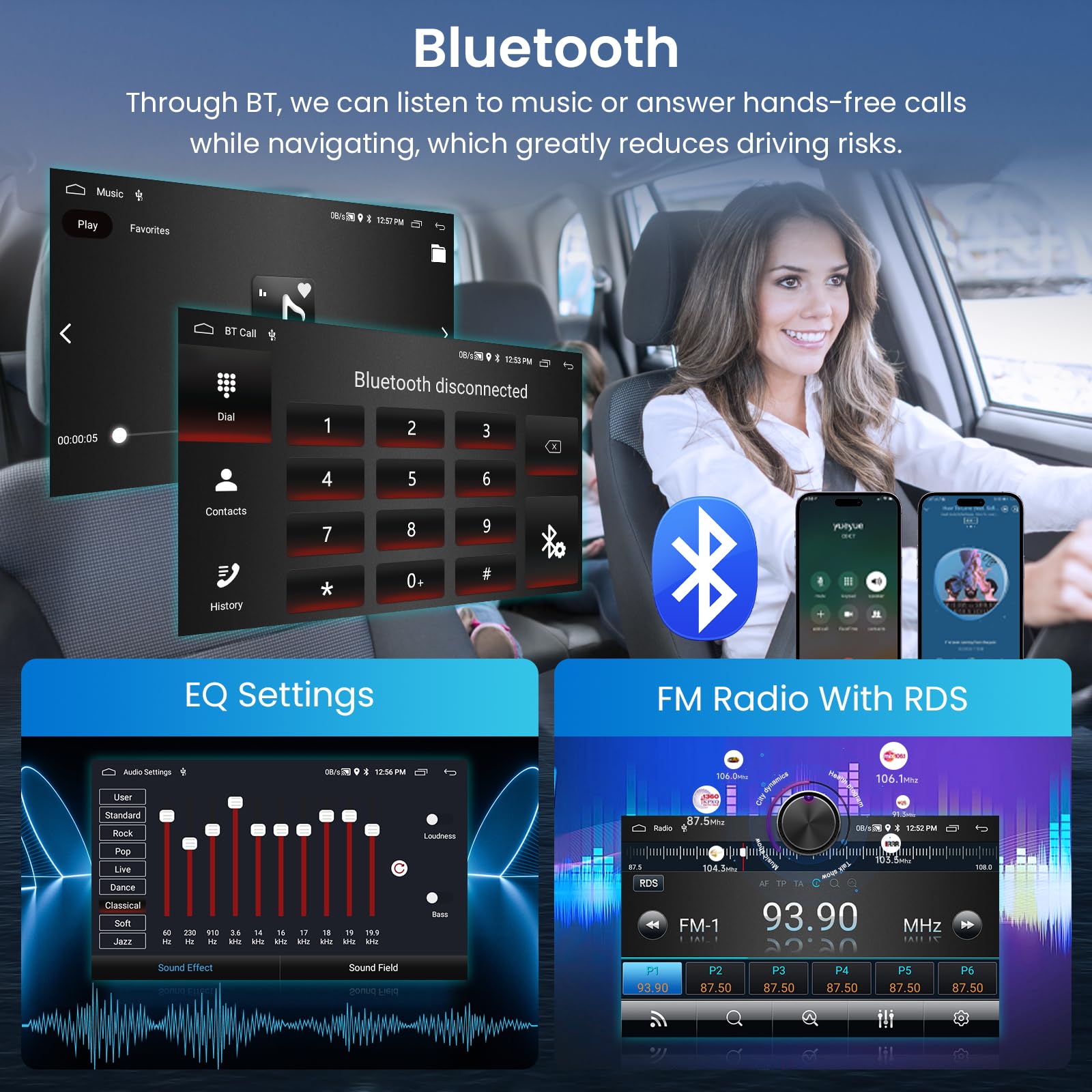 Hodozzy 2G+64G Android Radio para Opel Astra Corsa Antara Vauxhall Meriva Zafira Combo Signum Tigra 7 Pulgadas Pantalla Táctil con Carplay Android Auto 2 DIN Radio Bluetooth GPS,WiFi,FM/RDS,Cámara