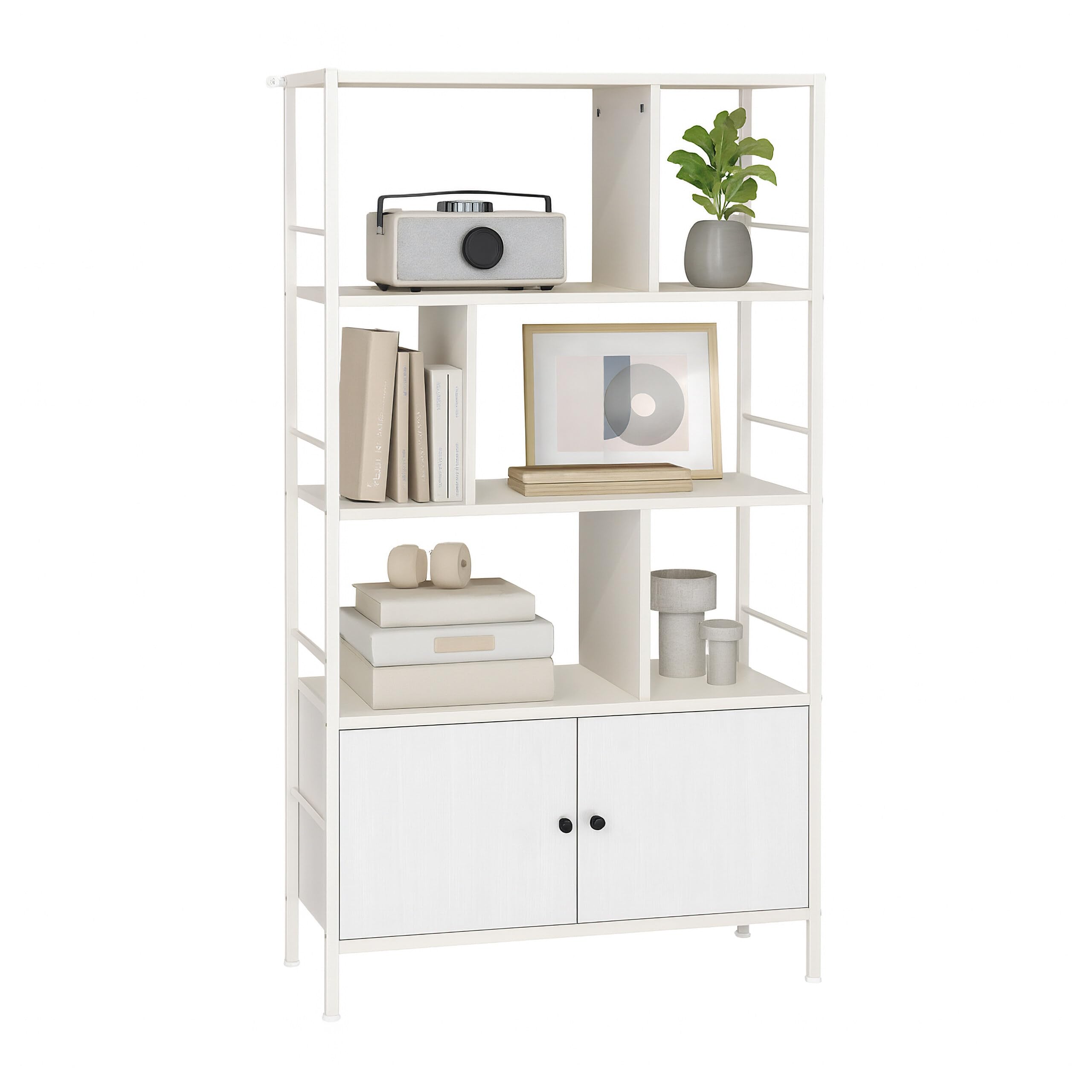 Relaxdays White Bookcase, Hxwxd: 154.5 X 74 X 30 Cm, 3 Open Shelves, Unit With Storage, Modern Design,