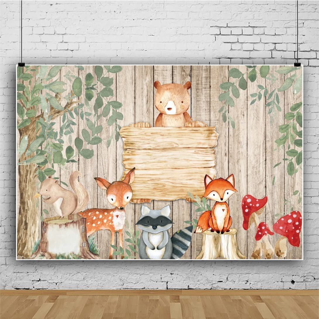 Renaiss 3x2m Fondo de Tablero de Madera de Animales de la Selva Fondo de cumpleaños para niños para fotografía Niño o niña Fiesta de Bienvenida Baby Shower Decoración Accesorios de Estudio — view 3