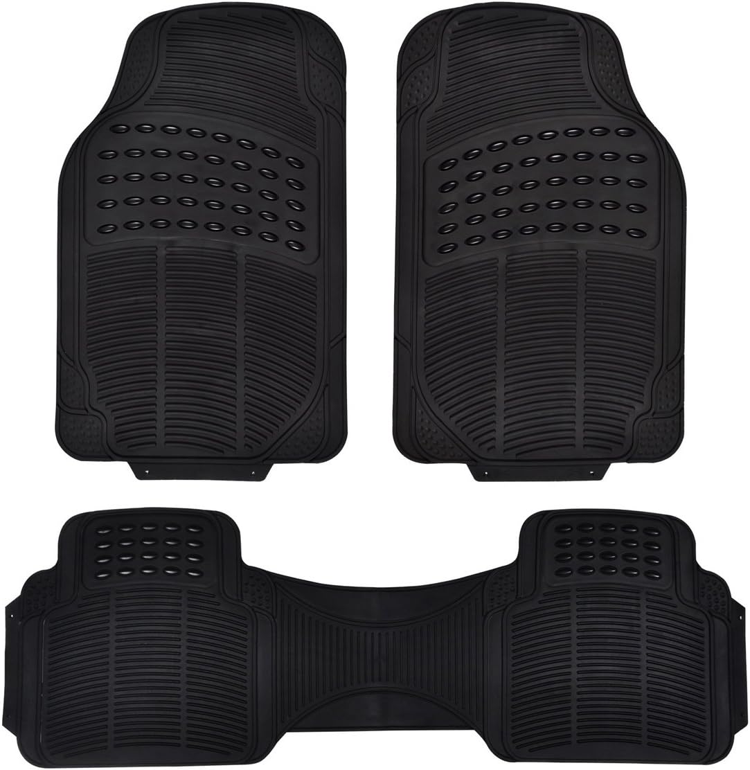 Super Accessories Auto All Weather Floor Mats Car Interior Floor Mats – 3-Piece Set Black Heavy Duty Car Interior Floor Mats