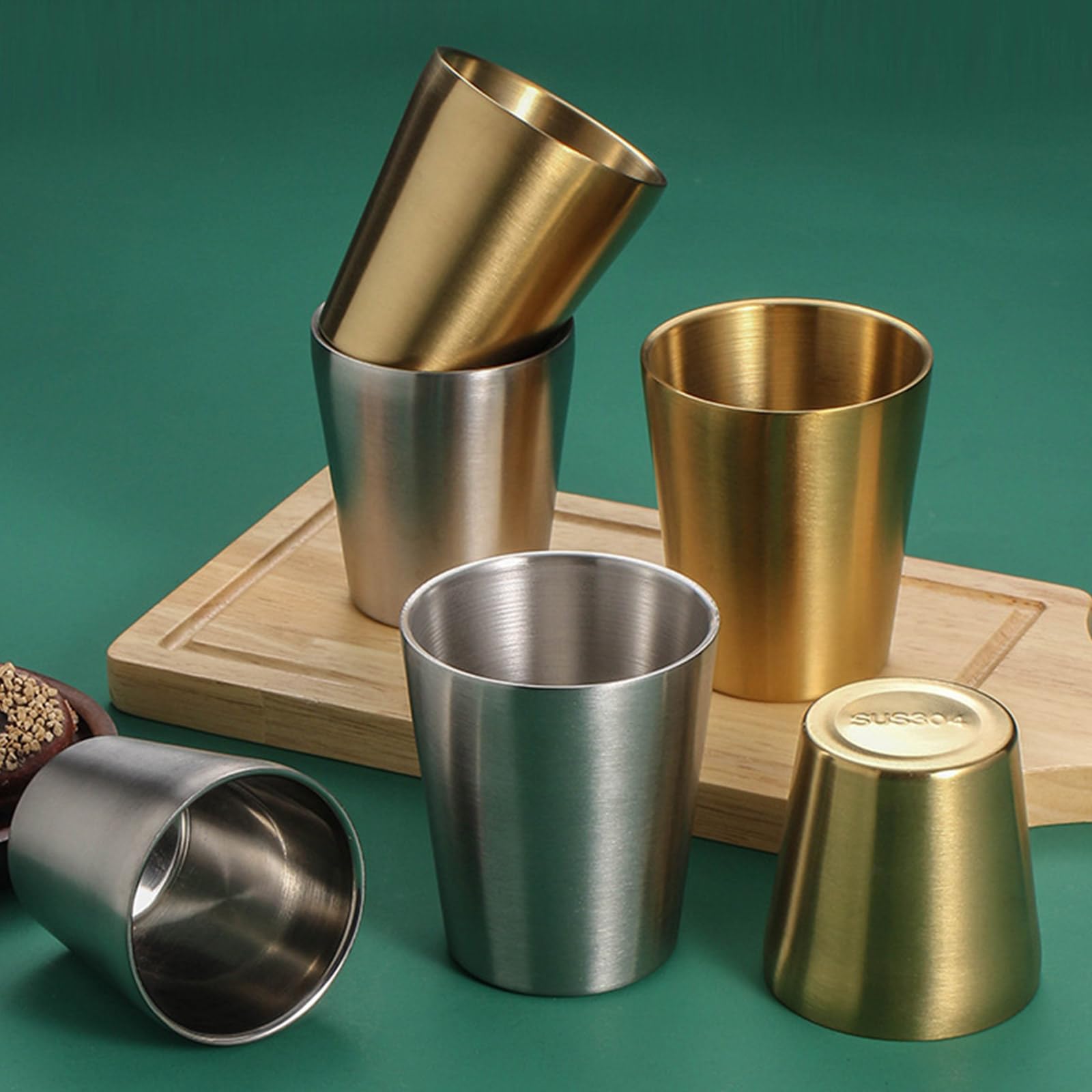 Lot de 4 gobelets isolés à double paroi Gobelet en acier inoxydable pour l'extérieur Tasse à café empilable résistante à la chaleur Utilisation
