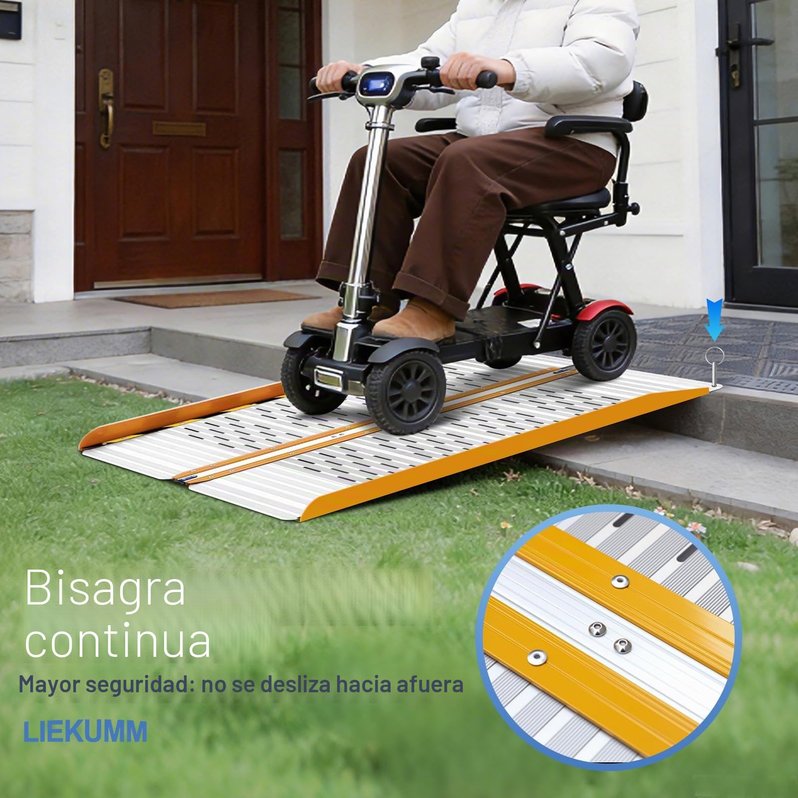 LIEKUMM Rampas para Silla de Ruedas Plegable 61 cm, Capacidad de Carga 300 kg, Rampa Silla de Ruedas de Aluminio para Escaleras y Escalones, Rampa para Silla de Ruedas de Uso Doméstico