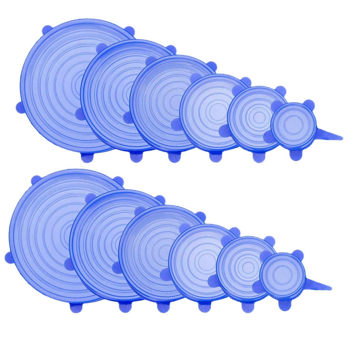 Beauneo12 PCS Durable Silicone Stretch lid - Expandable Food Cover for Bowel, Can, Jar, Glassware (6 Sizes)