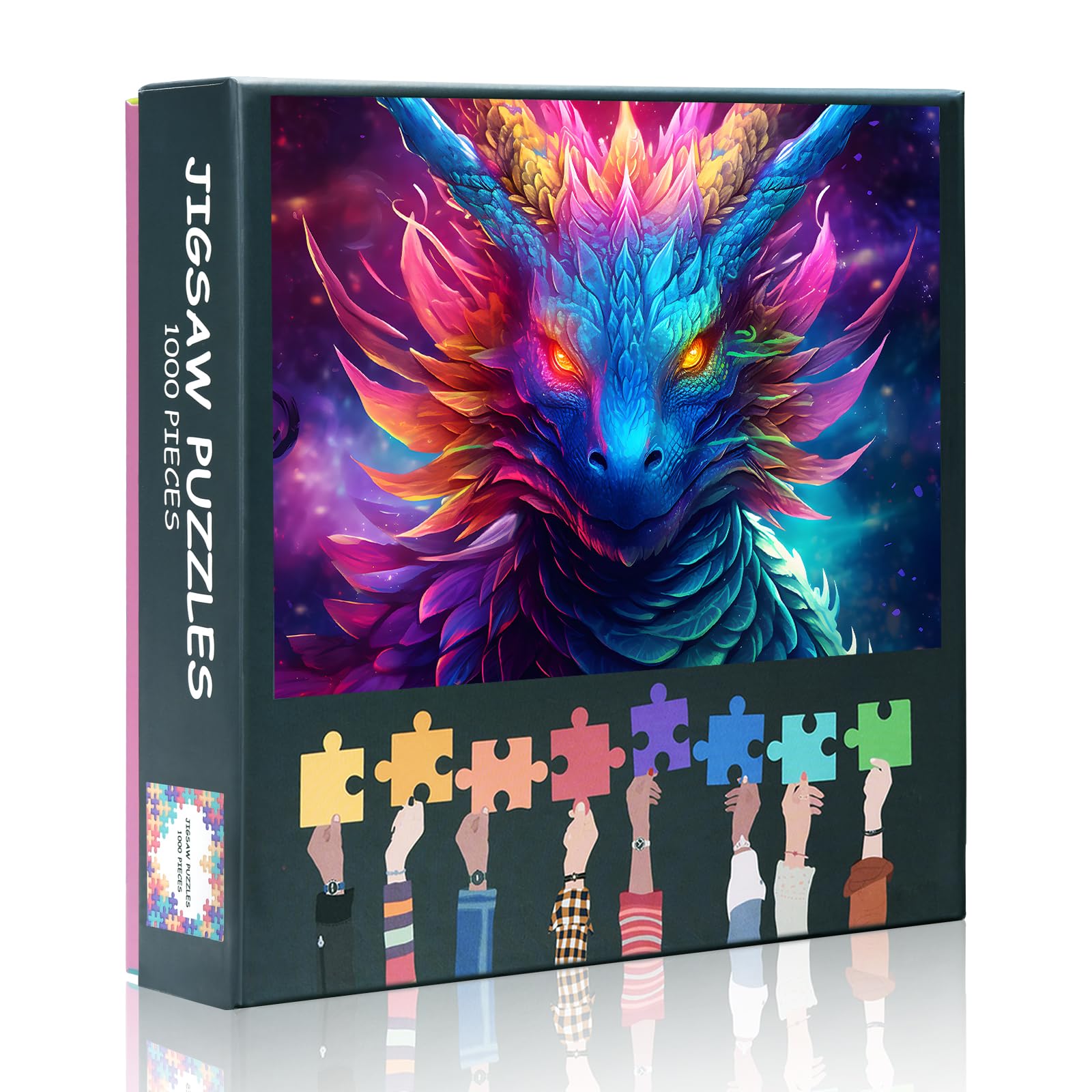 Jigsaw Puzzles for Adults 1000 Colorful Dragon - Hard Impossible Difficult Challenging Family Puzzle Wildlife, Educational Puzzle Games Home Decoration 27.5x19.7 Inch (Fantasy Animal Series)