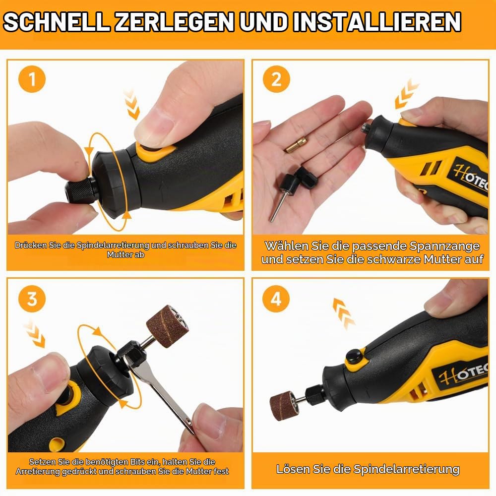 Hoteche Multifunktionswerkzeug 100-teiliger Mini-Elektroschleifersatz mit Schlauch und Ständer - 130W Leistungsstarke Rotationswerkzeug-Set.