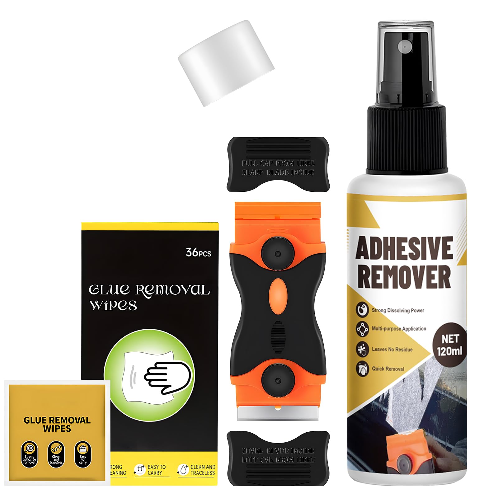 WEILAOK zmywacz kleju, szybkie rozpuszczanie, usuwanie uporczywych etykiet, resztki kleju – 120 ml + chusteczki do usuwania kleju x 36