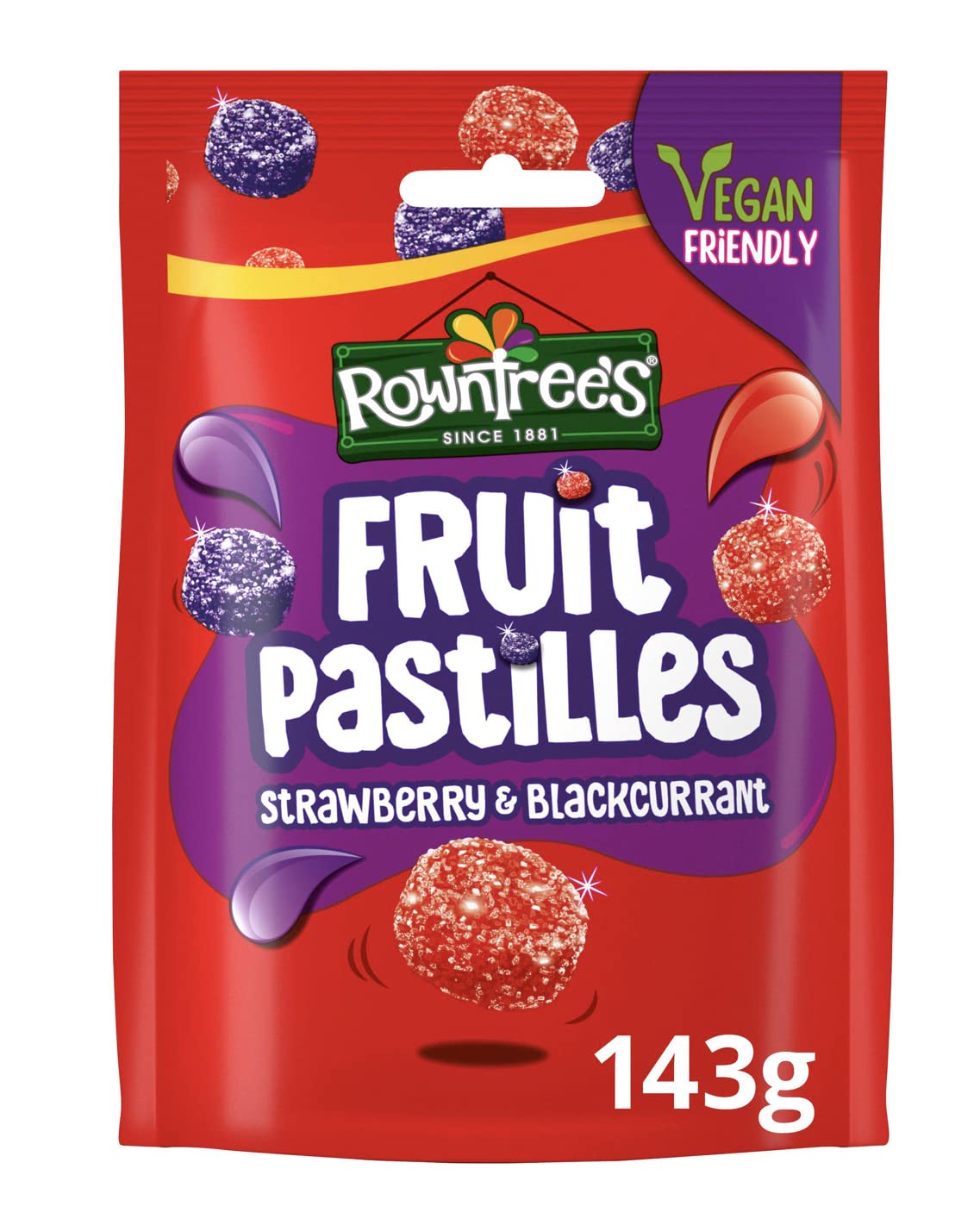 Fruit Pastiles Strawberry & Blackcurrant 143g Pouch Bags