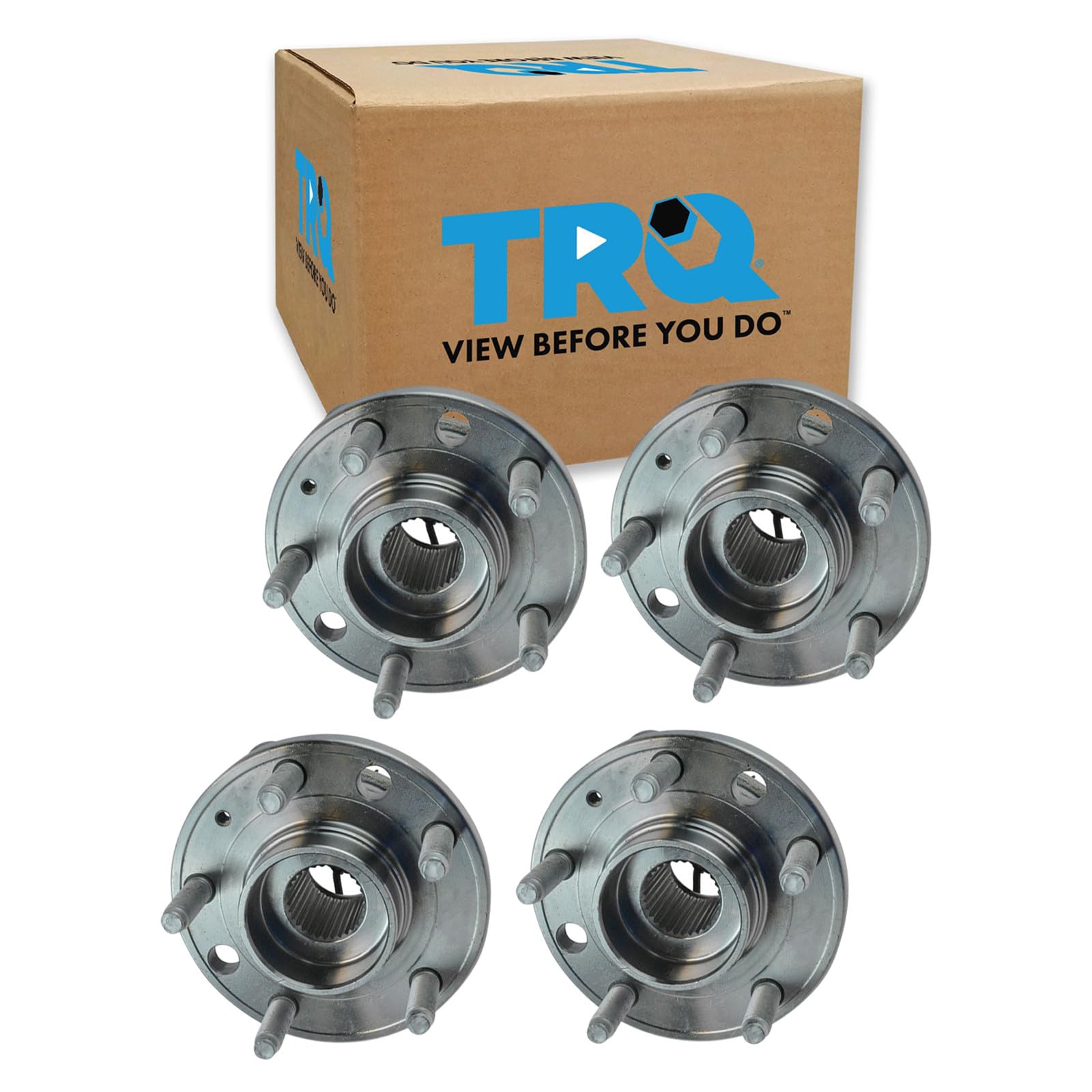 TRQ Front and Rear Wheel Bearing and Hub Assembly Set 4 Piece