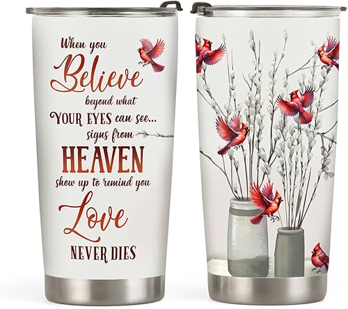 64HYDRO - Taza de café con tapa, doble pared con aislamiento al vacío, con diseño de pájaro en el cielo, de 20 onzas.