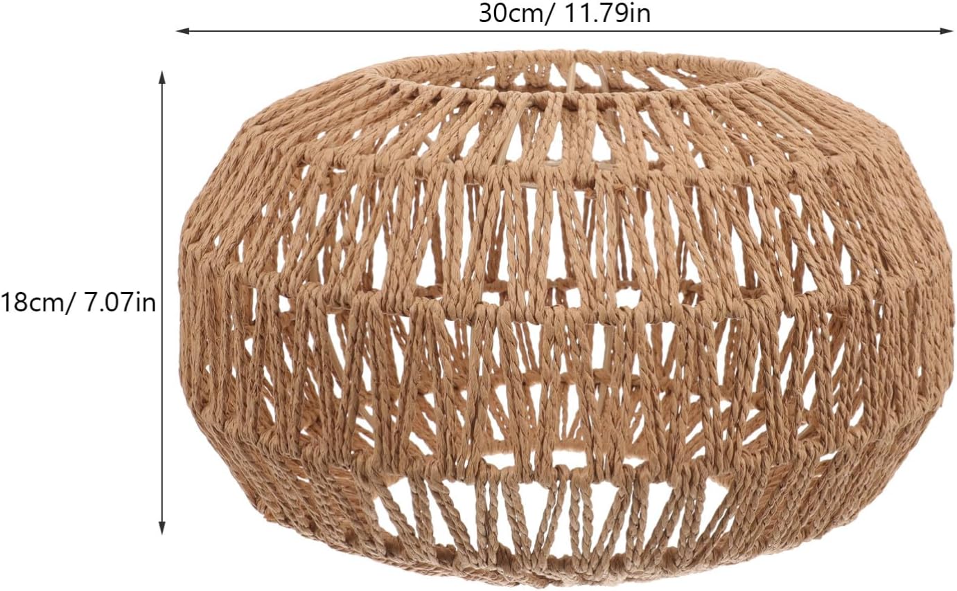 GANAZONO Woven Paper Rope Lamp Shade Simulation Rattan Pendant Light Shade Replacement Ceiling Covers for Pendant Floor Table Lamps Drawing Room Bedroom Kitchen Office Hotel Compatible with Bulb E27