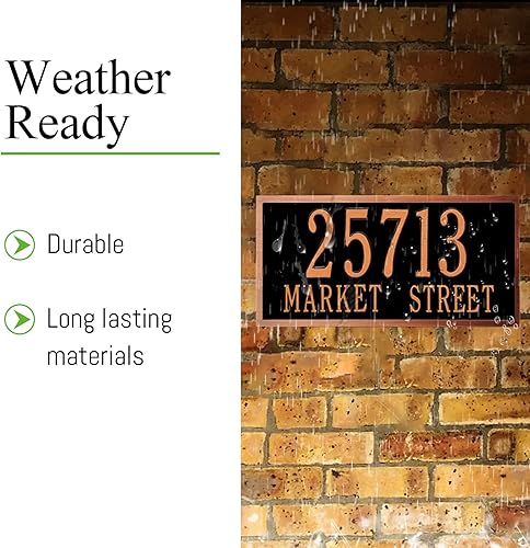 Vista 127 de Placa de dirección de metal personalizada, letreros de números para placa de pared de casa, letrero de dirección de nombre de calle, números de casa