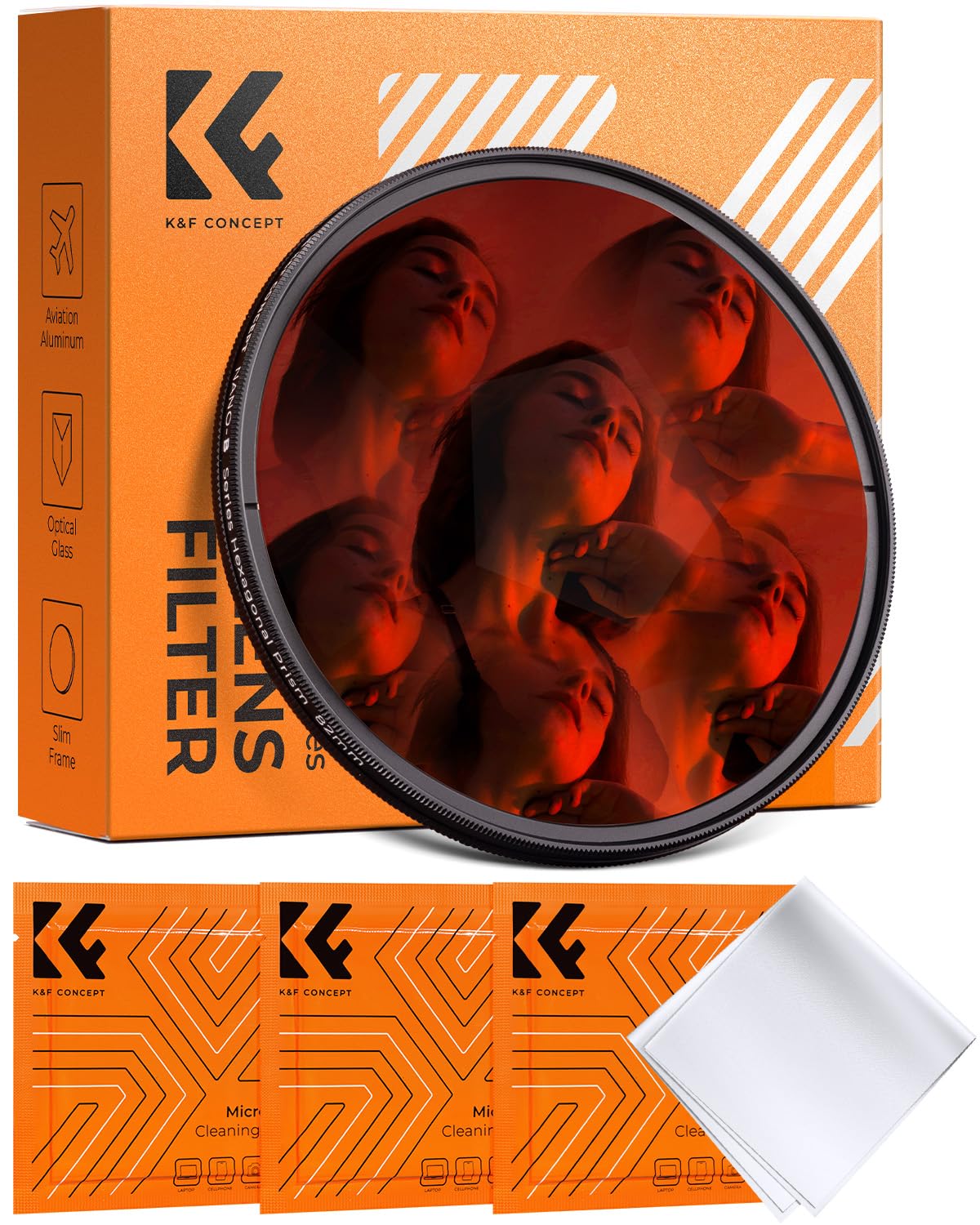 K&F CONCEPT 82mm Kaleidoskop Prisma Filter Optisches Glas Zentral Hexagonal Spezial Effekt Kamera Objektiv Filter (Nano-B Serie)