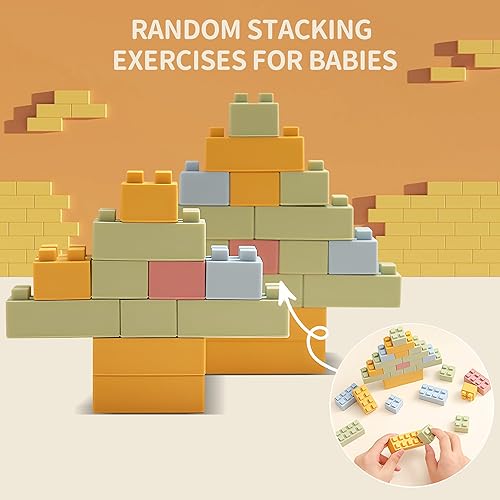 Miniatura 8 de Bloques de construcción suaves de silicona, juguete educativo Montessori, bloques suaves para bebés para regalos de dentición, juguetes sensoriales