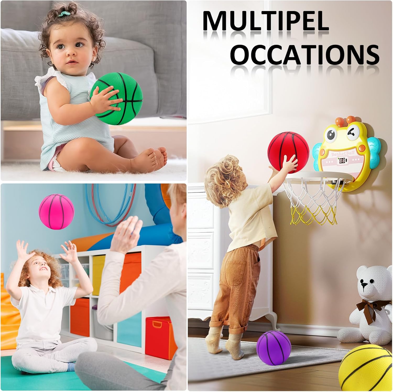 42Pcs 5" Mini Basketball Set, PVC Small Basketballs for Over The Door Hoop Games, Party Favors, Indoor/Outdoor Play, Adults & Kids, Pool & Beach, Colorful