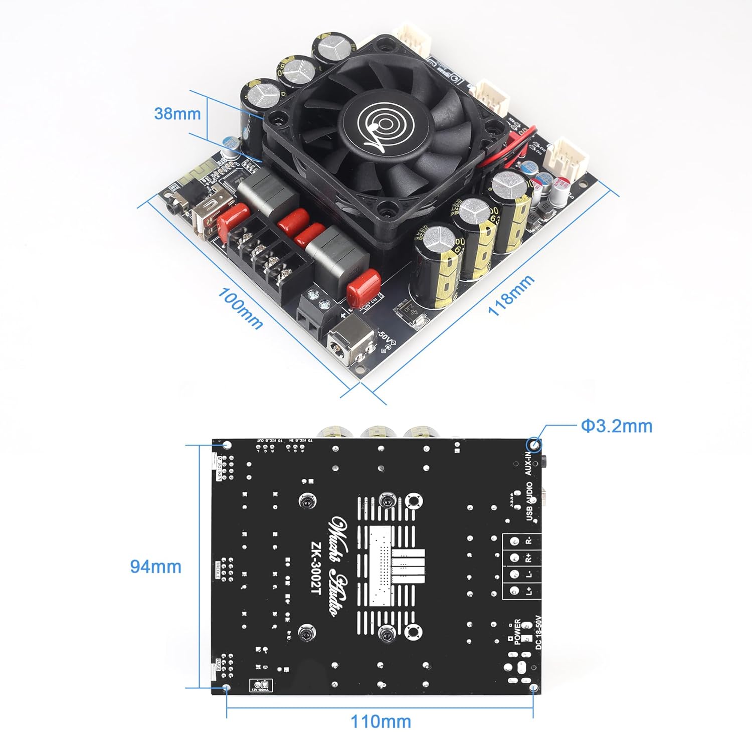 Table showing power output test conditions for ZK-3002T-W